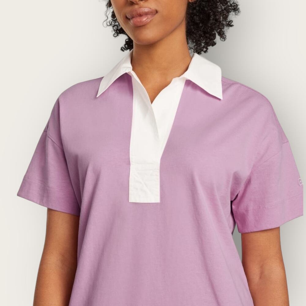 Everlane Organic Cotton Polo Dress | Small Mauve Short Sleeve Sustainable Preppy - Picture 2 of 9